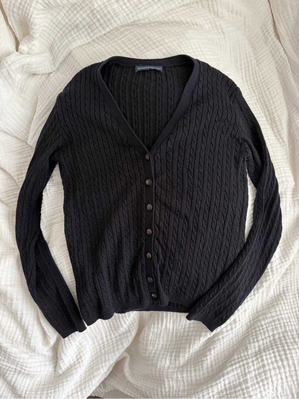 Brandy Melville Black Cable Knit Cardigan